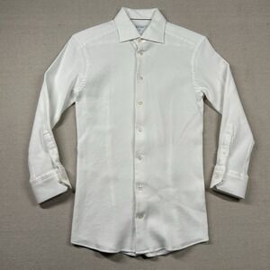 Eton Shirt Mens 15.5 Slim Fit Lyocell *Altered* Button Dressy Modern Solid Slim